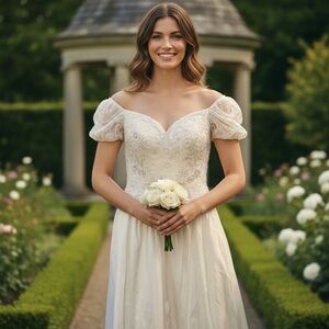 New My Fair Bride size 10 SILK Women’s Wedding Gown with alonson lace